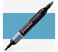 Winsor & Newton 0206695 ProMarker Metallic Professional Layout Marker - 2 Tips, Fine and Wide for Drawings, Design and Layouts - Metallic Blue
