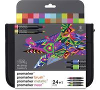 Winsor & Newton Mixed Marker In Wallet, Mixed Marker, Set of 24