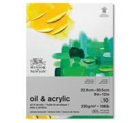 Winsor & Newton 6532008 Oil and Acrylic Pad, 10 Sheet, 230gsm, 9" x 12", Pack of 6, White