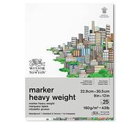 Winsor & Newton - Paper pad for Thick Marker, 160 g, 23x31 cm (25 Sheets, Chlorine and Acid Free, Aging Resistant, for All Types of Alcohol-Based Markers)