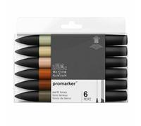 Winsor & Newton 0290160 Professional Earth Tones Marker Set, Khaki/Sandstone/Tan/Terracotta/Walnut/Umber
