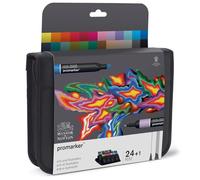 Winsor & Newton, Promarker, Arts and Illustration Wallet, Set of 24, Alcohol Based Dual Tip Markers