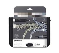 Winsor & Newton, Promarker, Black and Greys Wallet, Set of 24, Alcohol Based Dual Tip Markers