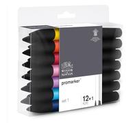 Winsor & Newton, Promarker, Essential Colours I, Set of 12+1 Blender, Alcohol Based Dual Tip Markers
