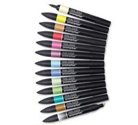 Winsor & Newton, Promarker, Essential Colours II, Set of 12+1 Blender, Alcohol Based Dual Tip Markers