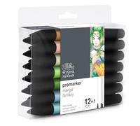 Winsor & Newton, Promarker, Manga Fantasy, Set of 12+1 Blender, Alcohol Based Dual Tip Markers