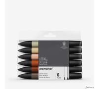 Winsor & Newton ProMarker Marker Set Alcohol Ink 6 Pack Earth Tones Art Drawing