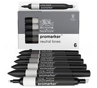 Winsor & Newton, Promarker, Neutral Colours, Set of 6, Alcohol Based Dual Tip Markers