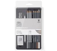 Winsor & Newton 490010 Studio Collection Sketching Pencils, Set of 10 Graphite (2B - 8B) and Charcoal Pencils with Tools, Professional Quality for Artists, for Sketching, Shading and Drawing