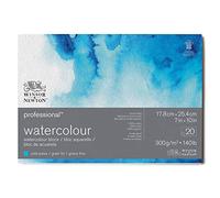 Winsor & Newton Watercolour Paper, 100% Cotton, Bright Natural White, 17,8 x 25,4cm-20 Blatt im Block, 300g/m²