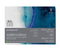 Winsor & Newton Watercolour Paper, 100% Cotton, Bright Natural White, 30,5 x 40,6cm-20 Blatt im Block, 300g/m²