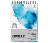 Winsor and Newton Watercolour Paper Pad, 17.8 x 25.4 cm, 12 Sheets, 300 g/m, Spiral Bound, Cold Pressed, Acid , Mixture of 25 Percent Cotton and Cellulose Fibres, Natural White