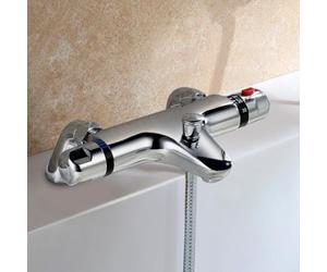 Winstead Deck Mounted Thermostatic Bath Shower Mixer Tap Chrome, Solid Brass, Anti Scald Device, Easy to Install Replacement Bath Shower Valve