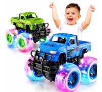 Winstico 2 Pack Monster Truck Light Up Toy Cars - Toys for 2 3 Year Old Boys Gifts - Pull Back Truck Cars for Toddler Boys Toys Age 2 3 4 5 - Birthday Gifts for 2-4 Year Old Boy
