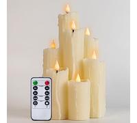 WinsTime LED Candles Flameless Candles with Remote Control Timer Function, Battery Candles, Ivory LED Candles, Unique Design, Flameless Candles, Real Wax