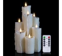 WinsTime LED Candles Flameless Candles with Remote Control Timer Function, Battery Candles, White LED Candles, Unique Design, Flameless Candles, Real Wax