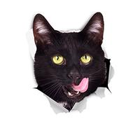 Winston & Bear 3D Cat Stickers | 2 Pack | Hungry Black Cat Decals for Wall - Stickers for Bedroom - Fridge - Toilet - Car - Retail Packaged