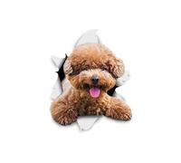 Winston & Bear 3D Dog Stickers - 2 Pack - Smiling Brown Poodle for Wall, Fridge, Toilet and More - Retail Packaged Brown Poodle Dog Stickers