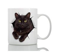 Winston & Bear Black Cat Coffee Mug - Funny Ceramic Coffee Mug Gift for Cat Lovers - Cute Novelty Cup for Men and Women (11oz)