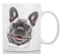 Winston & Bear Ceramic French Bulldog Mug - 11oz, White, U-Shape, Microwave & Dishwasher Safe for Dog Lovers