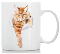 Winston & Bear Climbing Tabby Ginger Orange Cat Mug - Cute Novelty Ceramic Coffee Mug Gift for Cat Lovers (330 ml)