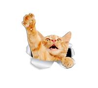 Winston & Bear Playing Ginger Cat Wall Decals - 2 Pack - Orange Cat 3D Sticker Decals for Walls, Cars, Toilet and More - Retail Packaged Ginger Cat Gifts
