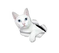 Winston & Bear White Shorthair Cat Wall Decals - 2 Pack - Blue-Eyed White Cat 3D Sticker Decals for Walls, Cars, Toilet and More - Retail Packaged White Cat Gifts