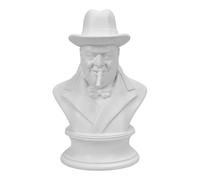 Winston Churchill Bust Statue British Prime Minister Cigar Sculpture White Color Hard Plaster Handmade in Greece Historical Decor 7.10 in