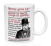 Winston Churchill Never Give in 11oz Ceramic Coffee Mug Coffee Cup Gift Cute Ceramic Heat Resistant Cup Ceramic Tea Cup