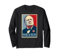 Winston Churchill Never Surrender Iconic Print Long Sleeve T-Shirt