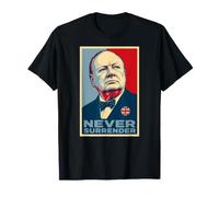 Winston Churchill Never Surrender Iconic Print T-Shirt