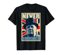 Winston Churchill Never Surrender Value Graphic T-Shirt, Men, Black, S