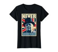 Winston Churchill Never Surrender Value Graphic T-Shirt, Women, Black, L