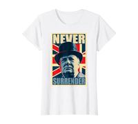 Winston Churchill Never Surrender Value Graphic T-Shirt, Women, White, S