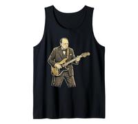 Winston Churchill Playing Electric Guitar Rock History 3 Tank Top