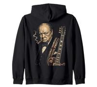 Winston Churchill Playing Guitar Rock Zip Hoodie