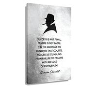 Winston Churchill Poster Framed Success Quotes Wall Decor Prints Postive Motivating Wall Art Black And White Canvas Pictures For Bedroom Framed TATQUK 12x18 inch