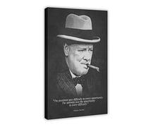 Winston Churchill Poster Motivational Quotes Picture Canvas Poster Wall Art Decor Print Picture Paintings for Living Room Bedroom Decoration Frame-style 16x24inch(40x60cm)