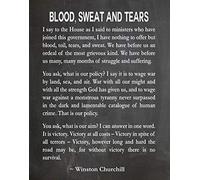 Winston Churchill Quote Winston Churchill Blood Sweat and Tears Speech House of Commons May 1940 Inspiring Quote Inspiring Poster Speech Art (8 x 10, Chalkboard Black)
