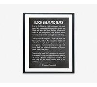 Winston Churchill Quote Winston Churchill Blood Sweat and Tears Speech House of Commons May 1940 Inspiring Quote Inspiring Poster Speech Art (Chalkboard Black)
