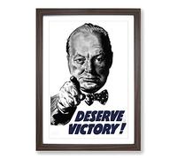 Winston Churchill War Poster Framed Print | A2 Walnut Framed Wall Art | Ready to Hang | Modern Nature Picture | Living Room Bedroom Lounge Office