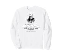 Winston Churchill We Shall Never Surrender Quote Black Print Sweatshirt