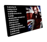 Winston Churchill We shall never surrender quote Canvas Ready to Hang Wall Art Print Picture For Home Office Decor 61x41cm (24x16In)
