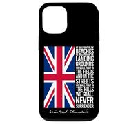 Winston Churchill We Shall Never Surrender Quote UK Flag Case for iPhone 12/12 Pro