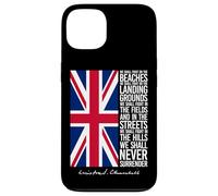 Winston Churchill We Shall Never Surrender Quote UK Flag Case for iPhone 13