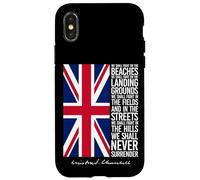 Winston Churchill We Shall Never Surrender Quote UK Flag Case for iPhone X/XS
