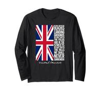 Winston Churchill We Shall Never Surrender Quote UK Flag Long Sleeve T-Shirt