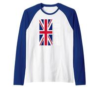Winston Churchill We Shall Never Surrender Quote UK Flag Raglan Baseball Tee