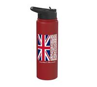 Winston Churchill We Shall Never Surrender Quote UK Flag Stainless Steel Insulated Water Bottle
