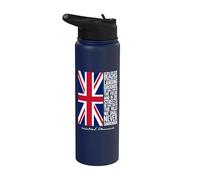 Winston Churchill We Shall Never Surrender Quote UK Flag Stainless Steel Insulated Water Bottle